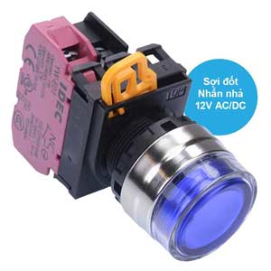 Nút nhấn nhả có đèn IDEC YW4L-MF2E01Q6S 12VAC/DC D22 1NC (Xanh)