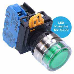 Nút nhấn nhả có đèn IDEC YW4L-MF2E10Q3G 12VAC/DC D22 1NO (Xanh)