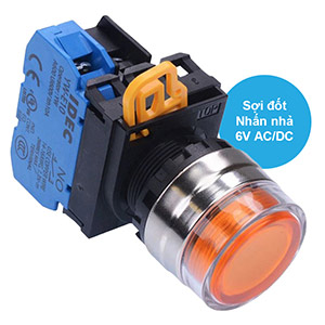 Nút nhấn nhả có đèn IDEC YW4L-MF2E10Q5A 6VAC/DC D22 1NO (Hổ phách)