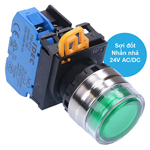 Nút nhấn nhả có đèn IDEC YW4L-MF2E10Q7G 24VAC/DC D22 1NO (Xanh)