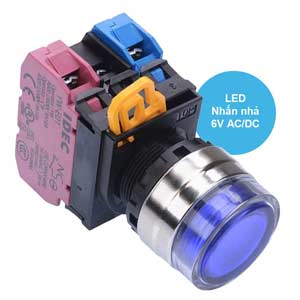 Nút nhấn nhả có đèn IDEC YW4L-MF2E11Q2S 6VAC/DC D22 1NO+1NC (Xanh)