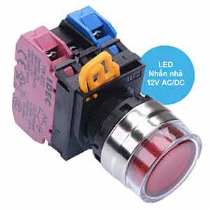 Nút nhấn nhả có đèn IDEC YW4L-MF2E11Q3R 12VAC/DC D22 1NO+1NC (Đỏ)