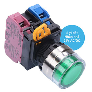 Nút nhấn nhả có đèn IDEC YW4L-MF2E11Q7G 24VAC/DC D22 1NO+1NC (Xanh)