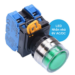 Nút nhấn nhả có đèn IDEC YW4L-MF2E20Q2G 6VAC/DC D22 2NO (Xanh)