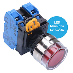 Nút nhấn nhả có đèn IDEC YW4L-MF2E20Q2R 6VAC/DC D22 2NO (Đỏ)