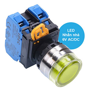 Nút nhấn nhả có đèn IDEC YW4L-MF2E20Q2Y 6VAC/DC D22 2NO (Vàng)