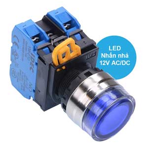 Nút nhấn nhả có đèn IDEC YW4L-MF2E20Q3S 12VAC/DC D22 2NO (Xanh)