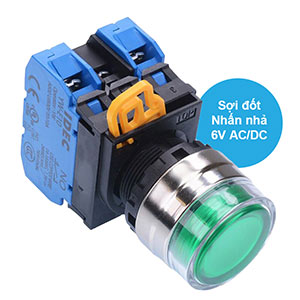 Nút nhấn nhả có đèn IDEC YW4L-MF2E20Q5G 6VAC/DC D22 2NO (Xanh)