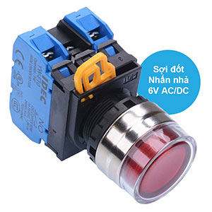 Nút nhấn nhả có đèn IDEC YW4L-MF2E20Q5R 6VAC/DC D22 2NO (Đỏ)