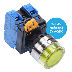 Nút nhấn nhả có đèn IDEC YW4L-MF2E20Q5Y 6VAC/DC D22 2NO (Vàng)