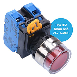 Nút nhấn nhả có đèn IDEC YW4L-MF2E20Q7R 24VAC/DC D22 2NO (Đỏ)