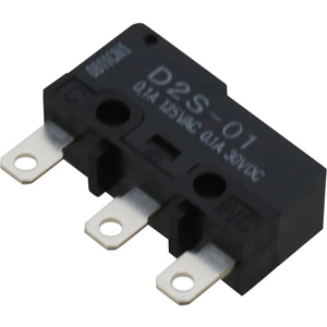 Công tắc hành trình  OMRON D2S-01 BY OMZ Pin plunger; SPDT; 0.1A at 125VAC, 0.1A at 30VDC; 1.47N; 19.8mm; 9.7mm; 6.4mm