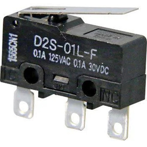 Công tắc hành trình  OMRON D2S-01L-F BY OMZ Hinge lever; SPDT; 0.1A at 125VAC, 0.1A at 30VDC; 0.49N; 19.8mm; 9.7mm; 6.4mm
