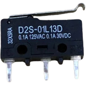 Công tắc hành trình  OMRON D2S-01L13D BY OMZ Simulated hinge roller lever; SPDT; 0.1A at 125VAC, 0.1A at 30VDC; 1.47N; 19.8mm; 9.7mm; 6.4mm
