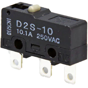 Công tắc hành trình  OMRON D2S-10 BY OMZ Pin plunger; SPDT; 10A at 250VAC; 1.47N; 19.8mm; 9.7mm; 6.4mm