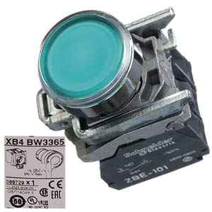 XB4BW3365 nút nhấn nhả có đèn phi 22 xanh lá Schneider