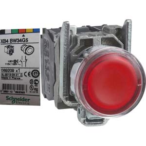 XB4BW34G5 nút nhấn nhả có đèn phi 22 đỏ Schneider