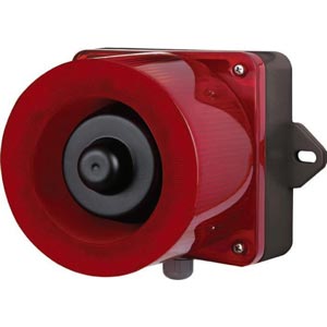 Đèn cảnh báo cho công nghiệp nặng/tàu thủy QLIGHT QWCD50-24-R 24VDC D167 còi đa âm màu đỏ