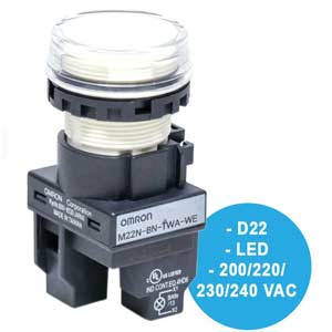 M22N-BN-TWA-WE Đèn led báo hiệu OMRON, 200-240VAC