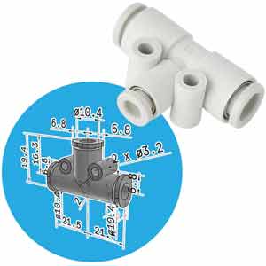 KQ2T06-00A1 | T nối khí nén hạt bắp 6mm SMC