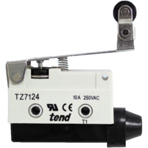 Công tắc hành trình TEND TZ-7124 2 positions hinge roller lever; SPDT; 10A at 250VAC, 8A at 30VDC; 1.96N; 54mm; 21.4mm