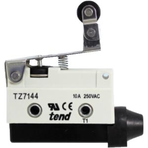 Công tắc hành trình TEND TZ-7144 2 positions hinge roller lever; SPDT; 10A at 250VAC, 8A at 30VDC; 2.75N; 54mm; 21.4mm