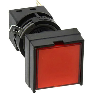 Đèn báo D12mm IDEC HA2P-1C03R Hình vuông có vỏ bảo vệ 3 cạnh; 12VAC, 12VDC; D16; Đèn led; Đỏ