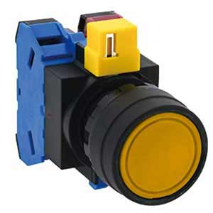 Nút nhấn nhả không đèn IDEC HW1B-M111Y-MAU D22 1NO+1NC (Vàng)