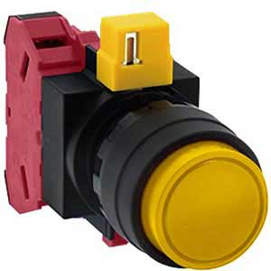 Nút nhấn nhả không đèn IDEC HW1B M201Y MAU D22 1NC  Vàng 