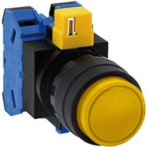 Nút nhấn nhả không đèn IDEC HW1B M220Y MAU D22 2NO  Vàng 