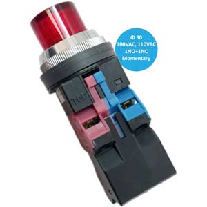 ALN21611DNR nút nhấn nhả có đèn IDEC, 110VAC, đỏ