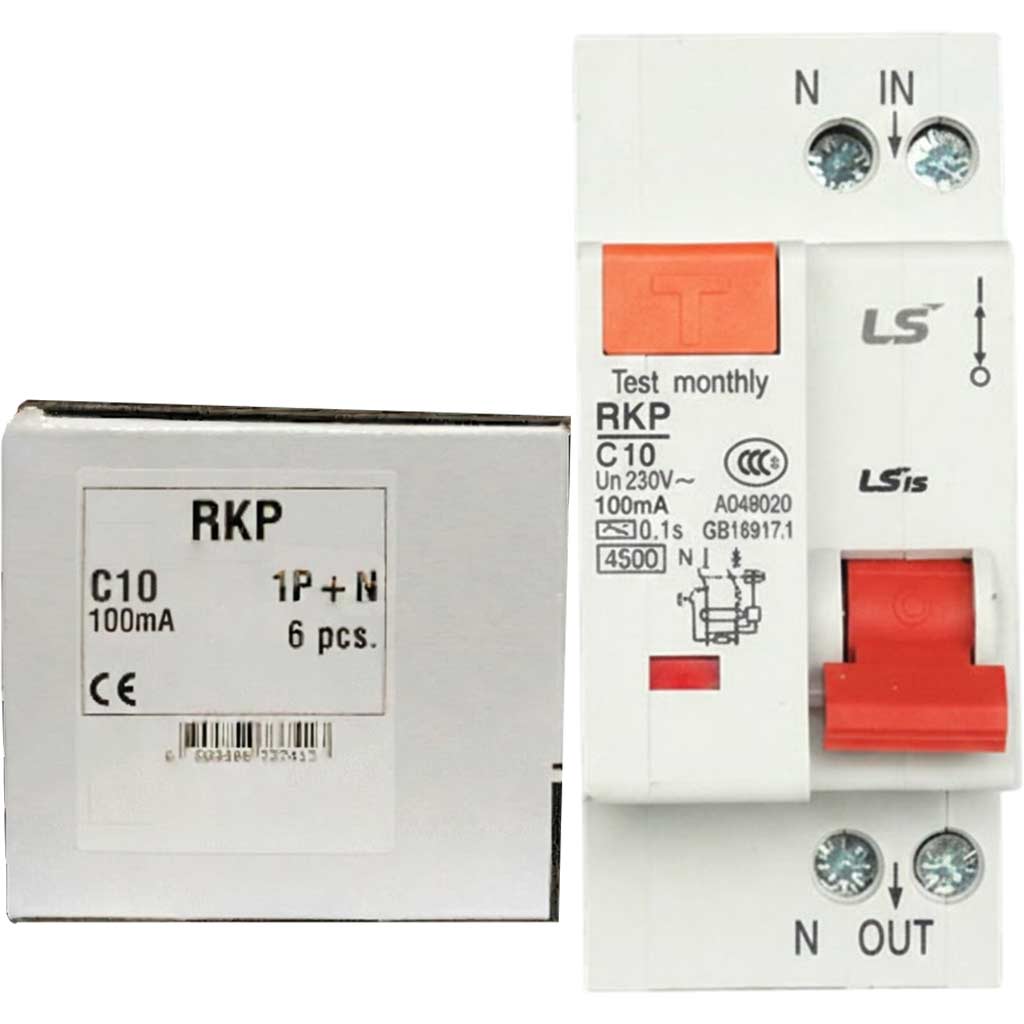 Aptomat chống giật, quá tải (RCBO) LS RKP 1P+N C10A 100mA 4.5kA
