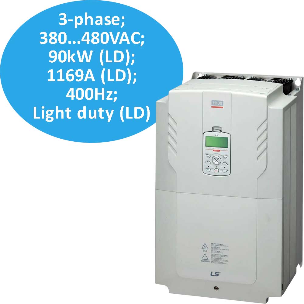 LSLV0900H100-4COFD Biến tần LS 3 pha 380VAC 90kW 169A 400Hz IP20