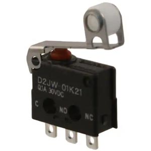 Công tắc hành trình cơ bản loại nhỏ và kín OMRON D2JW-01K21 Pin plunger; SPDT; 0.1A at 30VDC; 2.45N; 12.7mm; 9.4mm; 5.3mm