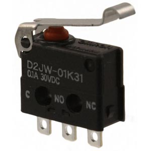 Công tắc hành trình cơ bản loại nhỏ và kín OMRON D2JW-01K31 Pin plunger; SPDT; 0.1A at 30VDC; 2.45N; 12.7mm; 9.4mm; 5.3mm