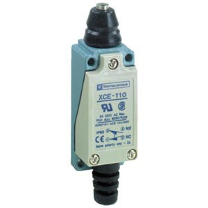 Công tắc hành trình SCHNEIDER XCE110 Pin plunger; SPST (1NC), SPST (1NO); 0.3A at 220VDC, 3A at 250VAC; 9N; 28mm; 64mm; 25mm