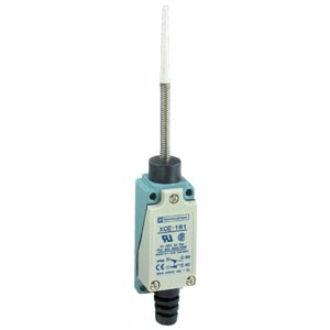 Công tắc hành trình SCHNEIDER XCE181 Flexible rod: Plastic rod; SPST (1NC), SPST (1NO); 0.3A at 220VDC, 3A at 250VAC; 1.5N; 28mm; 64mm; 25mm