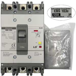 Aptomat khối chống giật 3 pha (ELCB) LS EBS103c-125-100/200/500 .