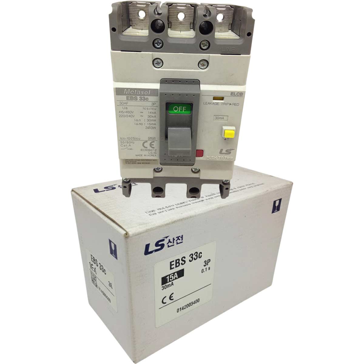 Aptomat khối chống giật 3 pha (ELCB) LS EBS33c-15-30 .