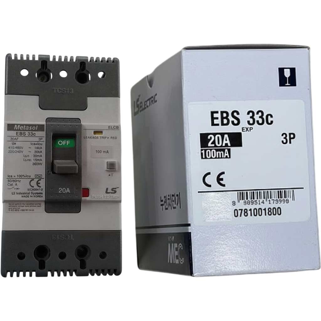 Aptomat khối chống giật 3 pha (ELCB) LS EBS33c-20-100 .