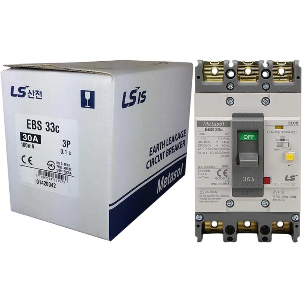 Aptomat khối chống giật 3 pha (ELCB) LS EBS33c-30-100 .
