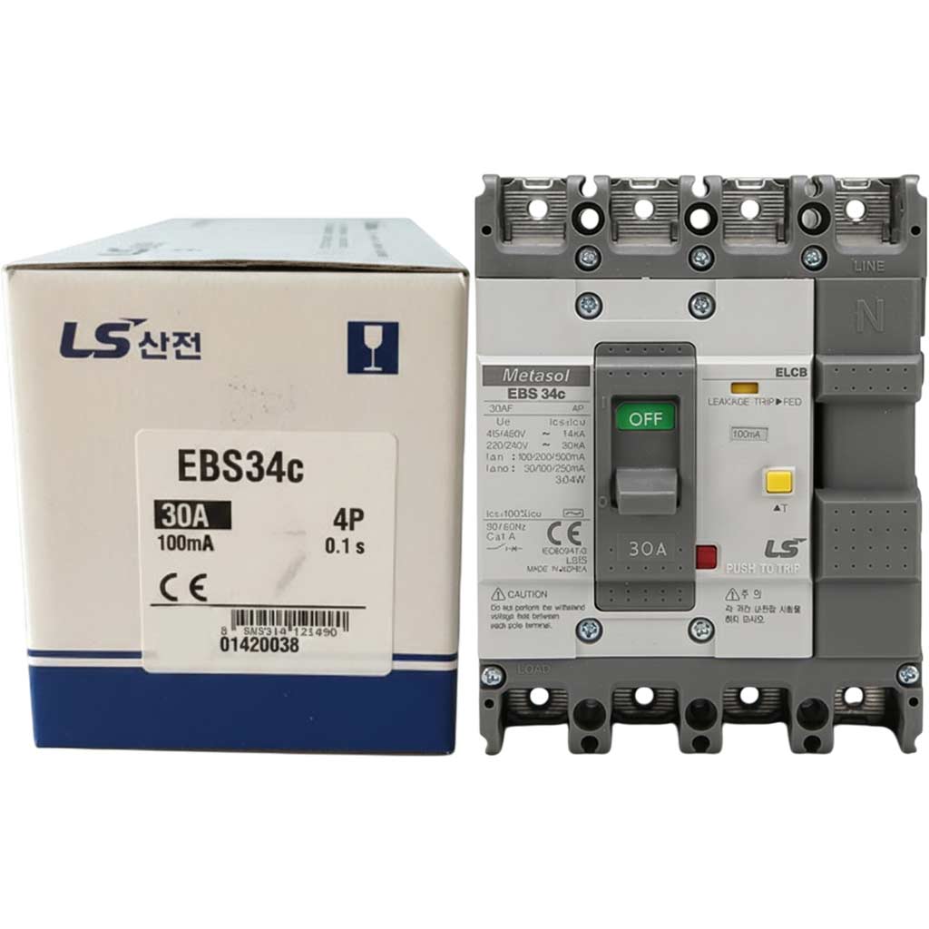 Aptomat khối chống giật 4 cực LS EBS34c-30-100 .