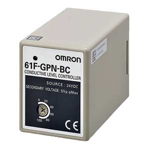 Bộ điều khiển mức OMRON 61F-GPN-BC 24VDC 24VDC; Số mức báo: 2; SPST (NO), ; 5A at 240VAC; Khoảng cách kết nối cho phép (giữa bộ điều khiển và điện cực): Not announced