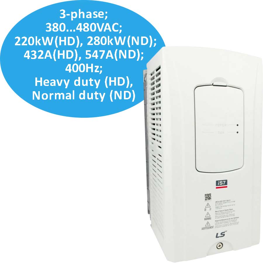 SV2200IS7-4SOD Biến tần LS IS7 3 pha 380V 220kW 432A,547A 400Hz