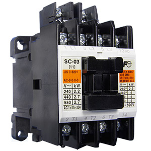Khởi động từ (Contactor) FUJI SC-03 AC110V 1B Số cực: 3P; Tiếp điểm chính: 3NO; Cuộn dây: 100...110VAC; Tiếp điểm phụ: 1NC