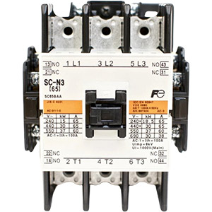 Khởi động từ (Contactor) FUJI SC-N3 AC110V 2A2B Dòng điện (Ie): 65A; Số cực: 3P; Tiếp điểm chính: 3NO; Cuộn dây: 100...110VAC; Tiếp điểm phụ: 2NO+2NC