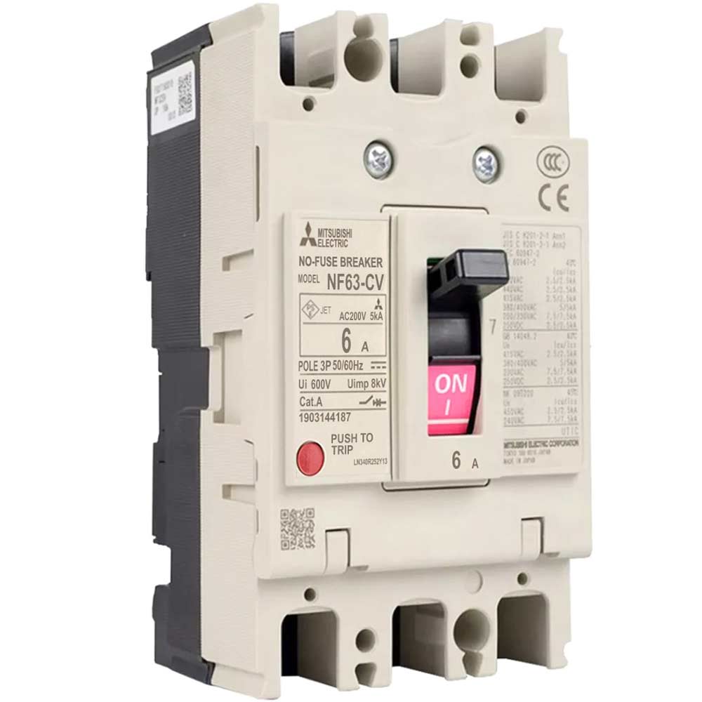 Aptomat khối (MCCB) MITSUBISHI NF63-CV 3P 6A 5KA .