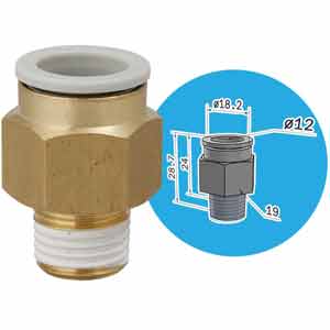 KQ2H12-02AS Đầu nối khí ren ngoài 12mm SMC