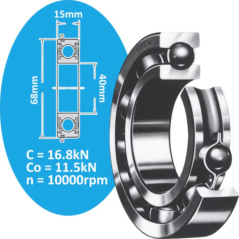 6008ZZNR Vòng bi cầu d40 NSK