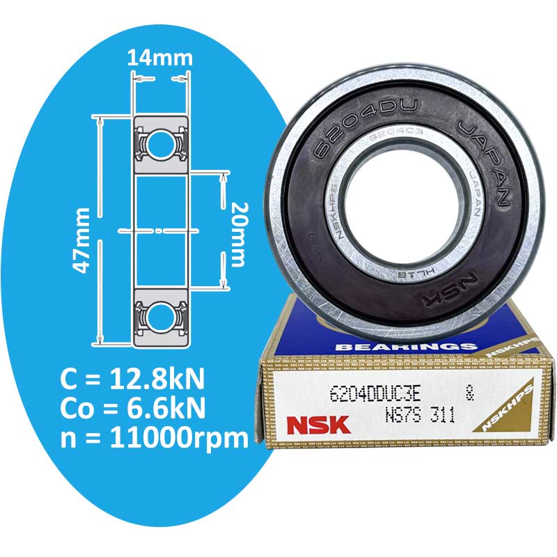 6204DDUC3 Vòng bi cầu rãnh sâu d20 NSK